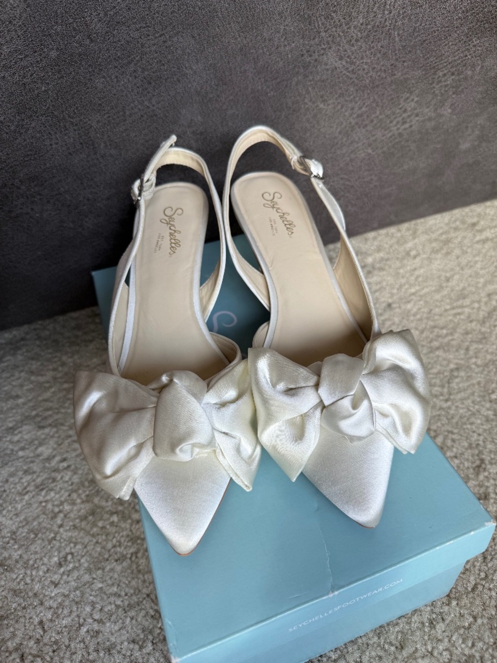 Ivory Satin Slingback Heels
